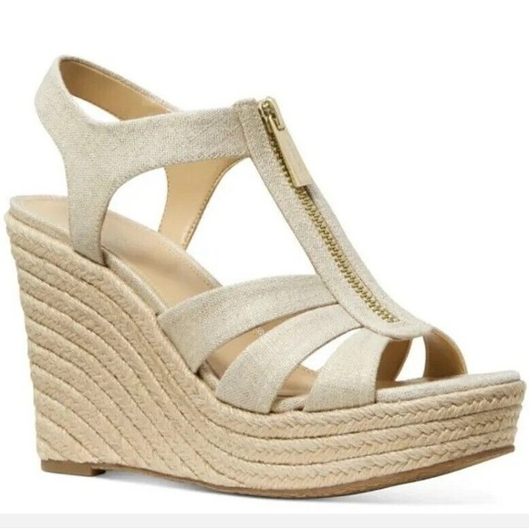 michael kors berkley wedge pale gold